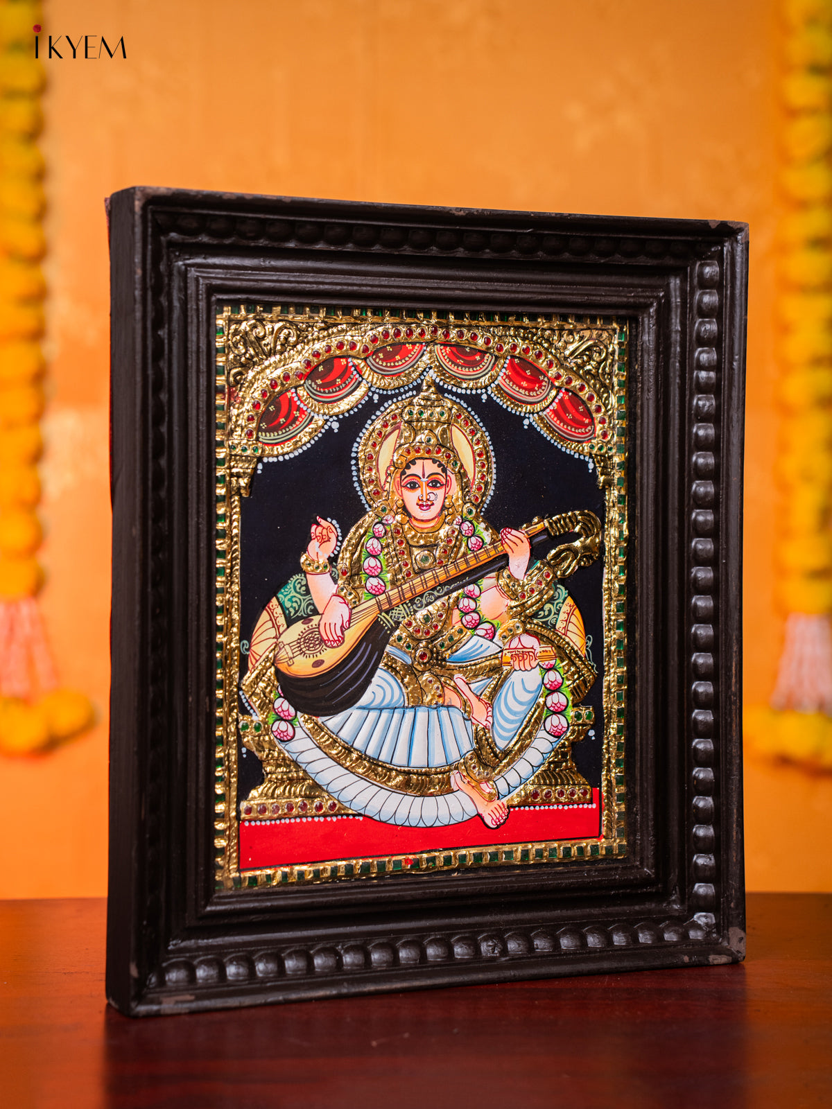 Regal Goddess Saraswathi Thanjavur painting 3