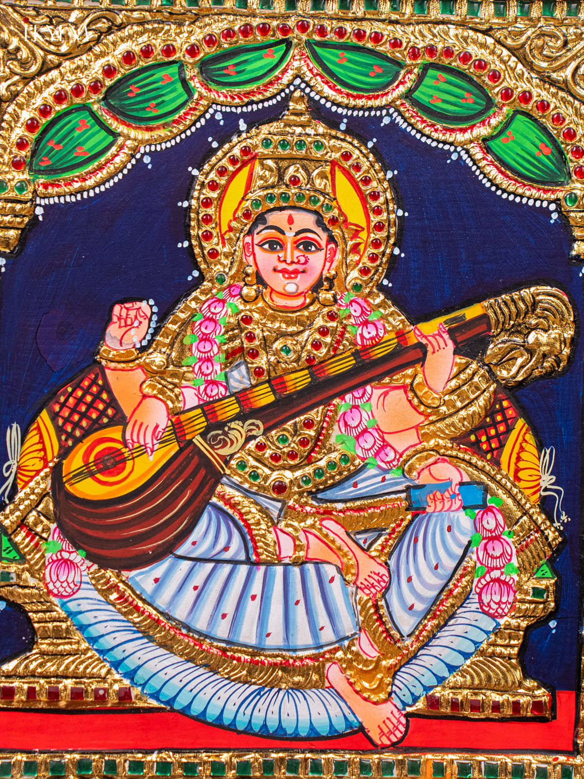 Beautiful Goddess Saraswathi Thanjavur painting 2