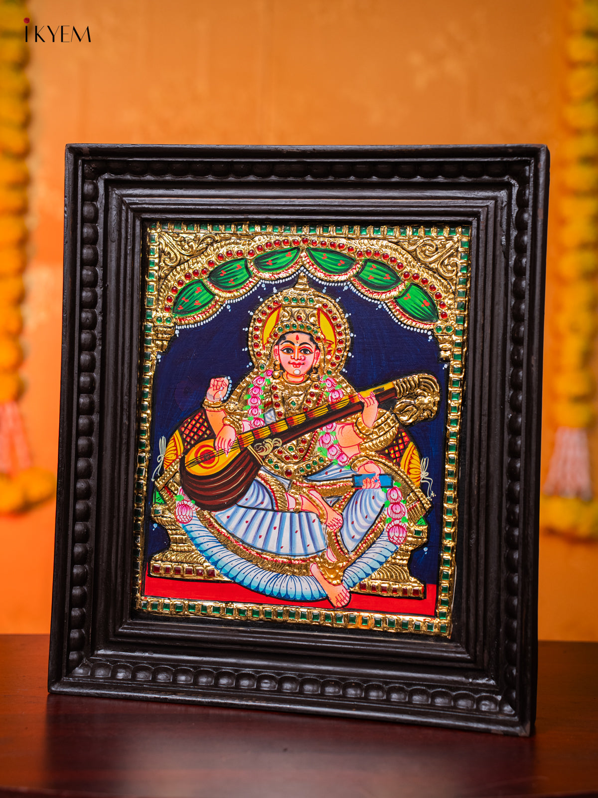 Beautiful Goddess Saraswathi Thanjavur painting 1