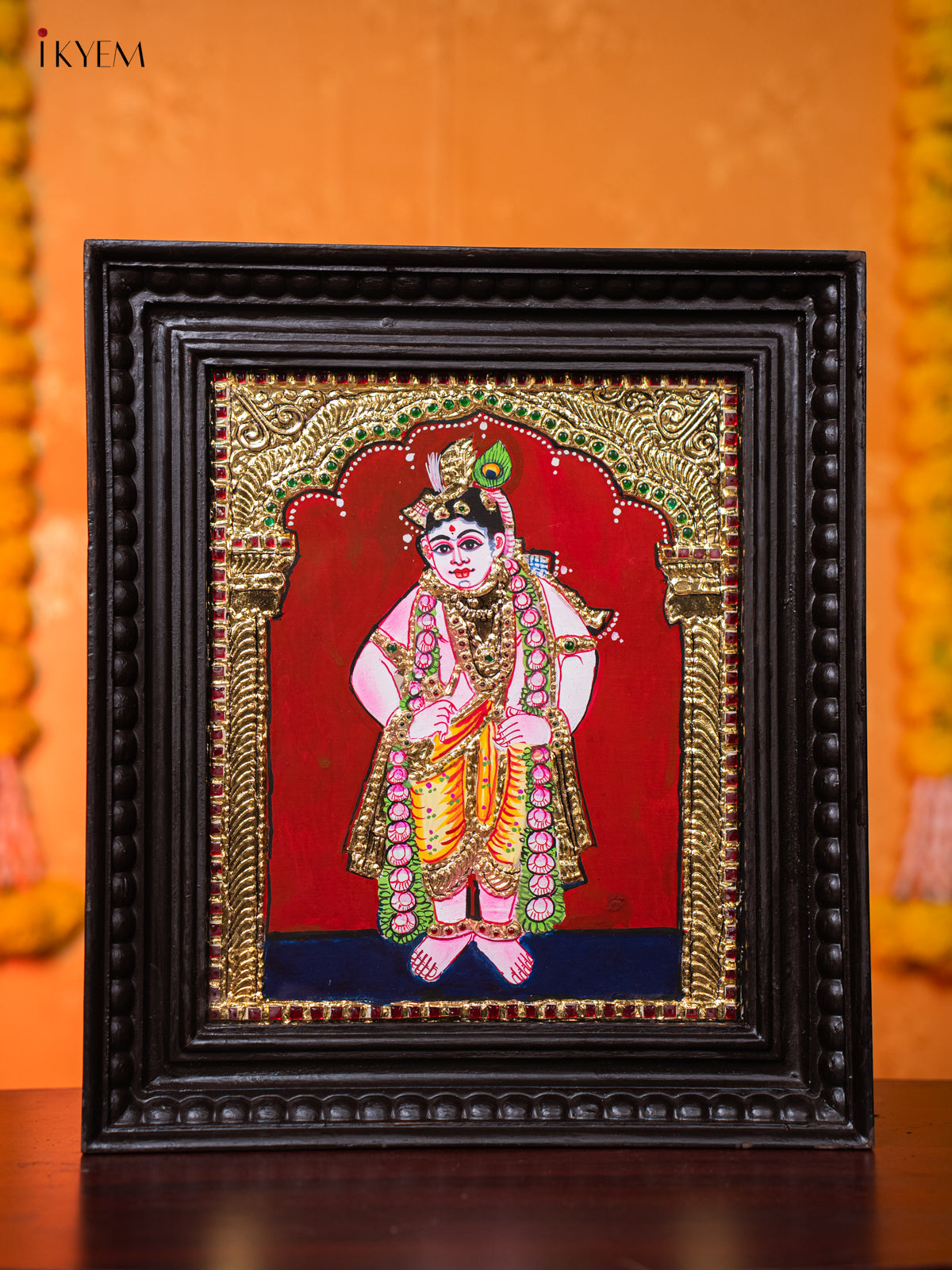 Vibrant Bal Krishna Tanjore painting 