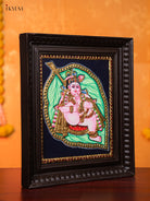 Cute Thanjavur Painting Of Baby Krishna In Banyan Leaf 1