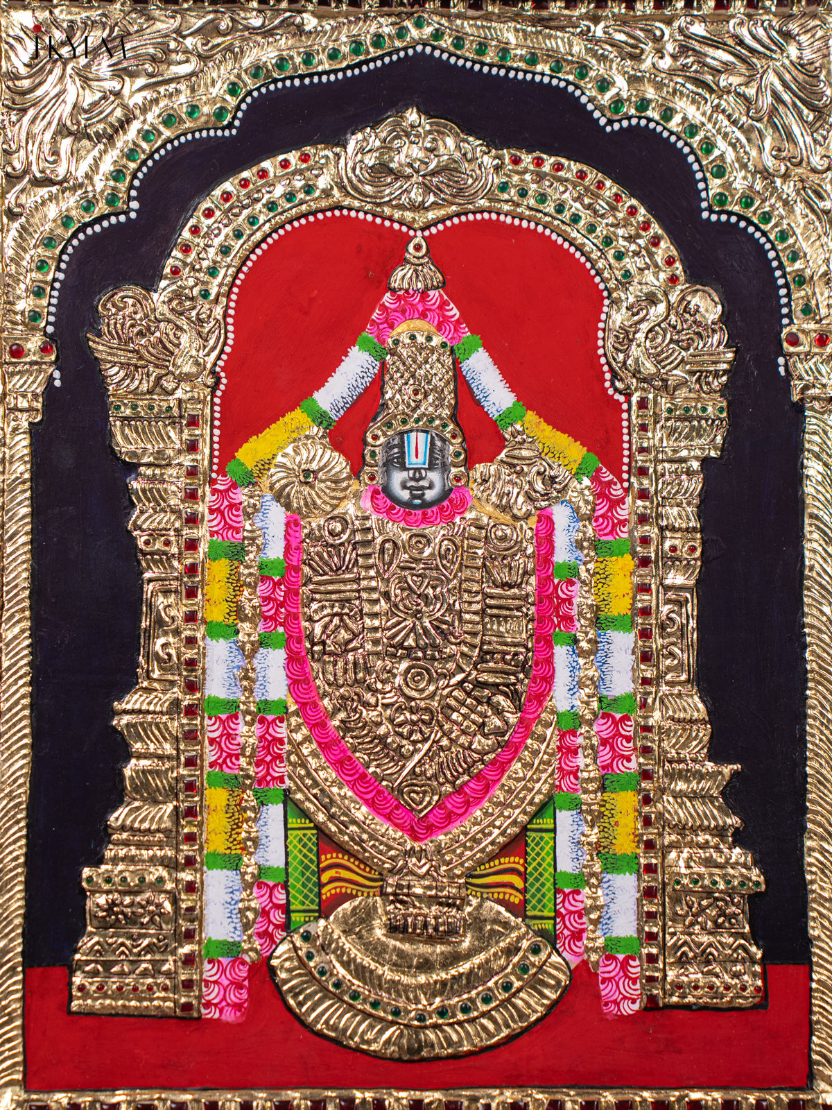Brilliant Lord Venkatachalapathy Thanjavur painting 2