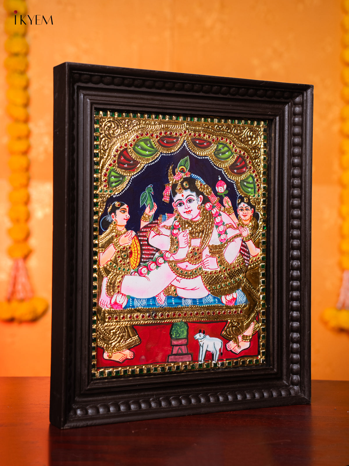 Divine Baby Krishna With Butter Pot Tanjore painting 4