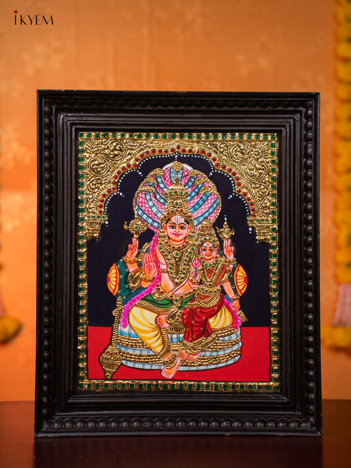 Lord Vishnu & Goddess Lakshmi Thanjavur painting 1