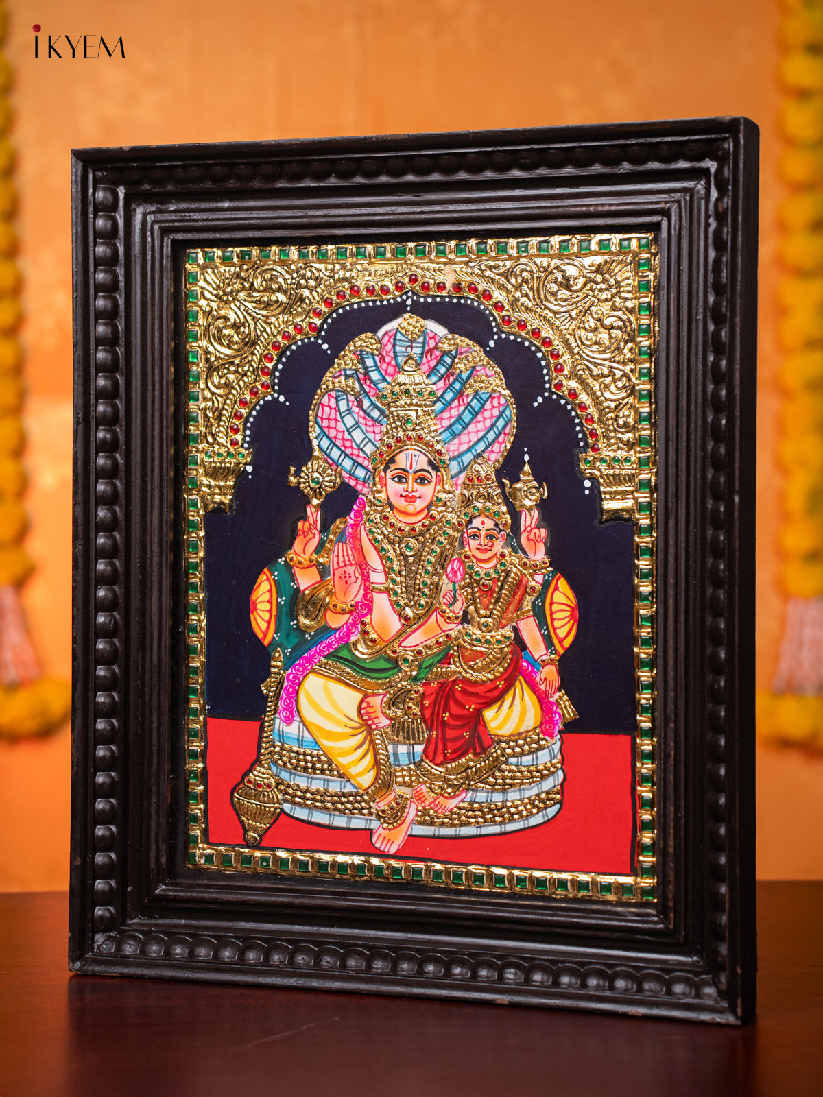 Lord Vishnu & Goddess Lakshmi Thanjavur painting 2