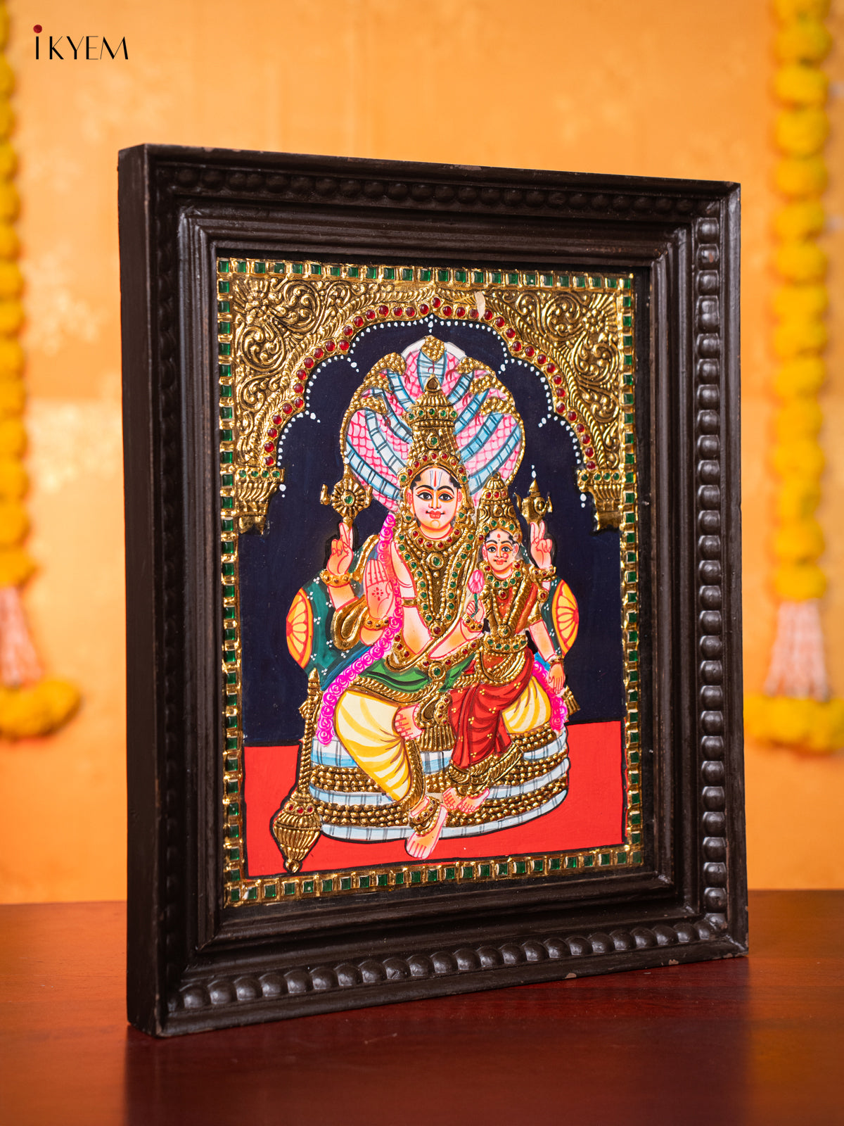 Lord Vishnu & Goddess Lakshmi Thanjavur painting 4