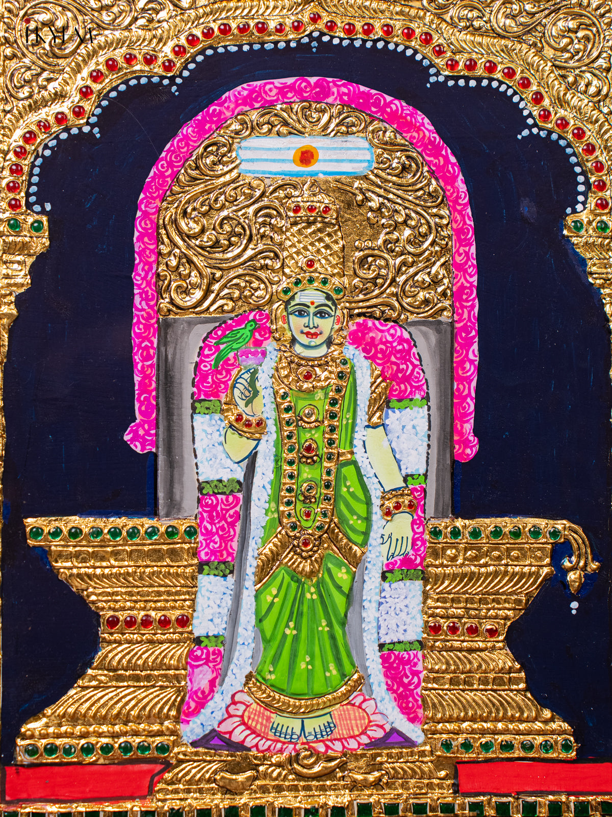Beautiful Goddess Madurai Meenakshi Tanjore painting 2