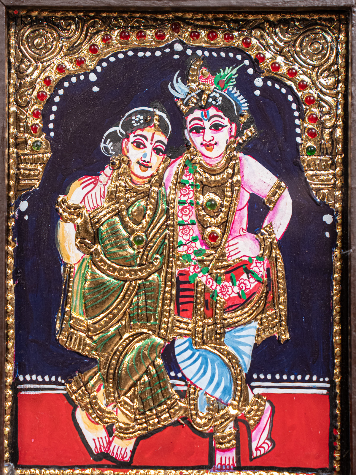 Krishna Rukmani Tanjore Painting  2