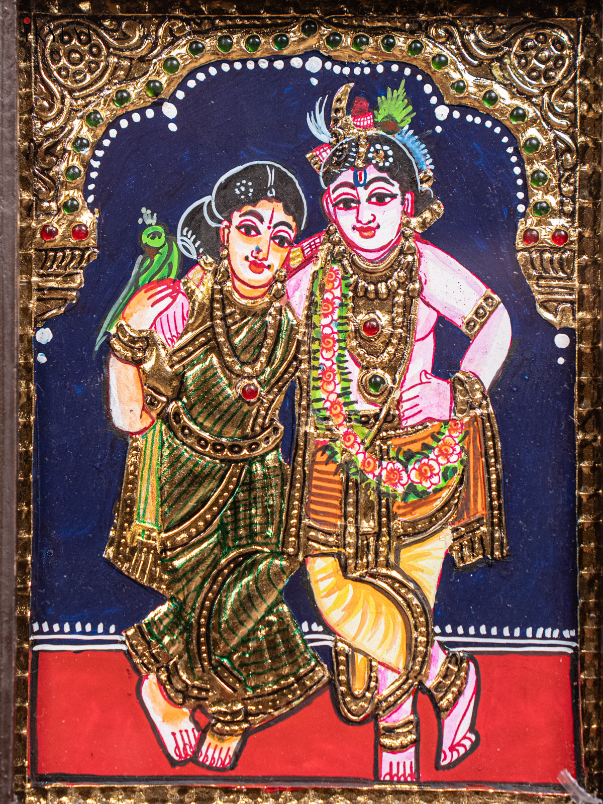 Krishna Rukmani Tanjore Painting 3