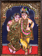 elegant  Krishna Rukmani Tanjore Painting 3