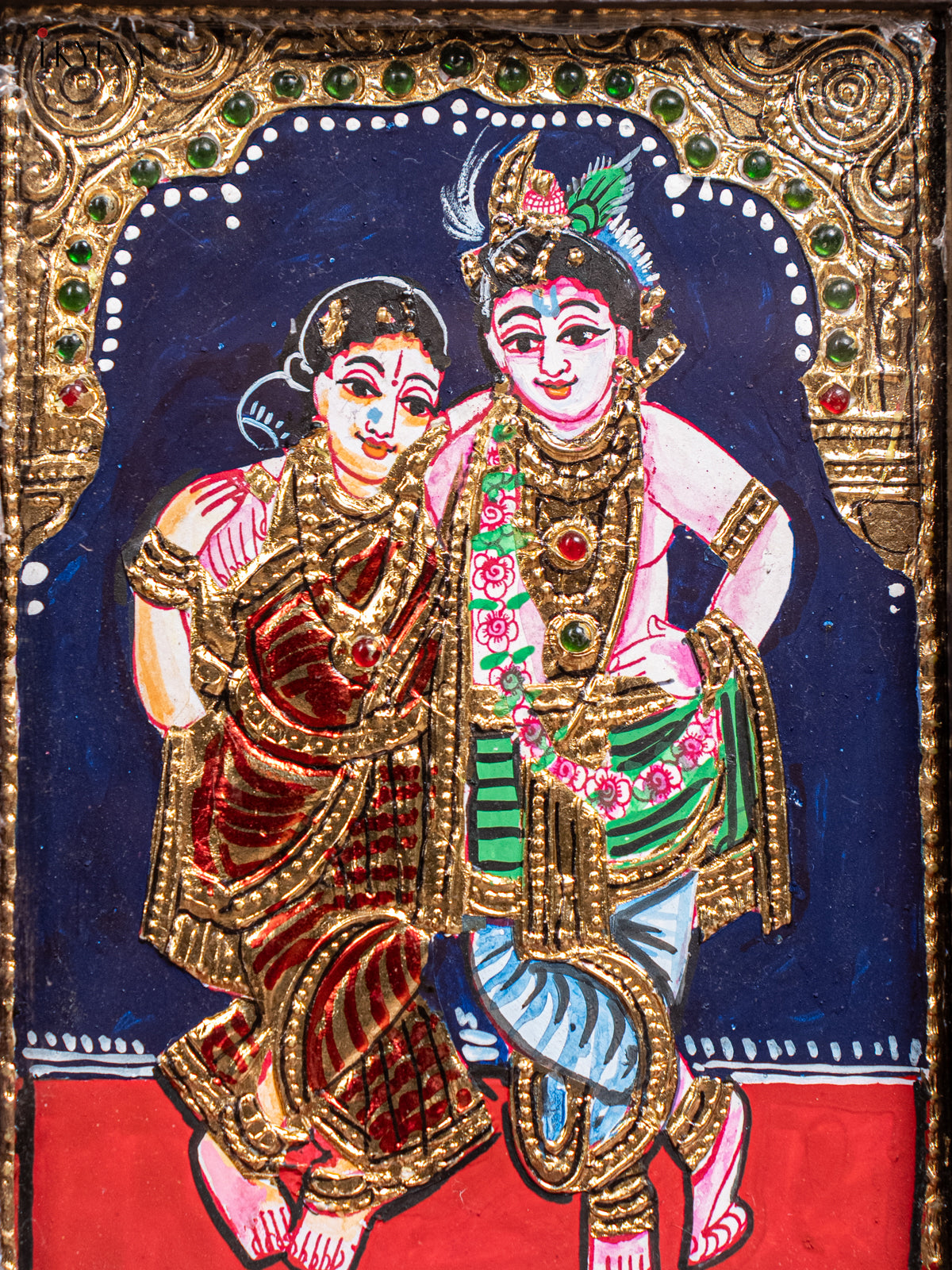 Krishna Rukmani Tanjore Painting  3