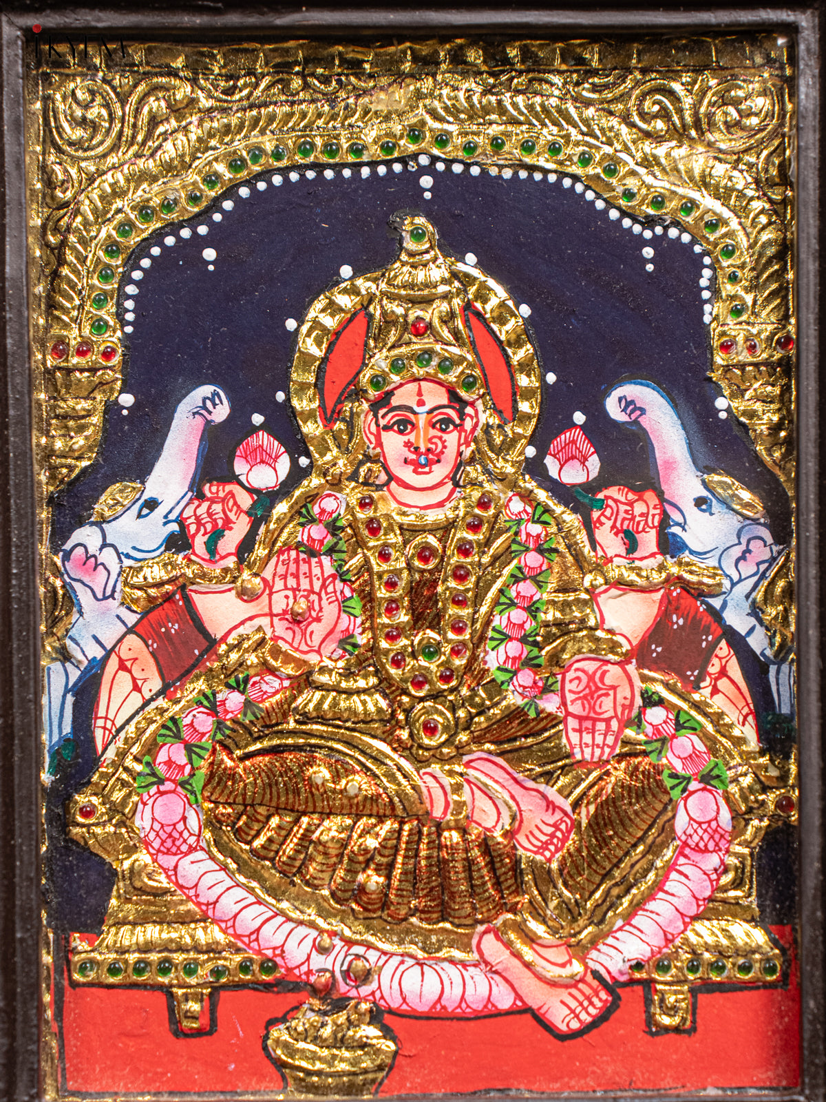 vibrant Gaja Lakshmi Tanjore Painting  2