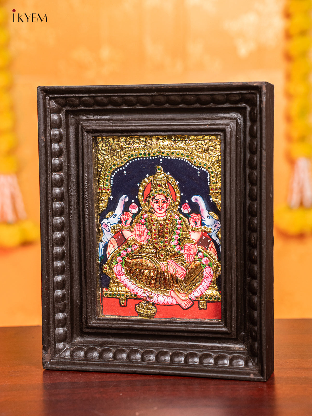 vibrant Gaja Lakshmi Tanjore Painting  3