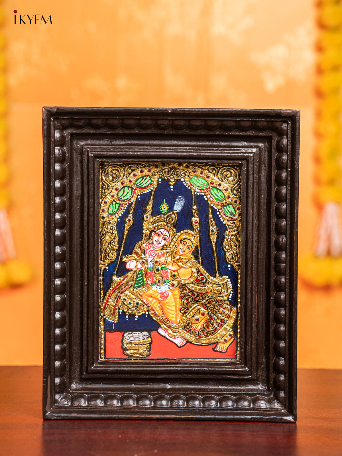 Vibrant Radha Krishna Tanjore Painting  