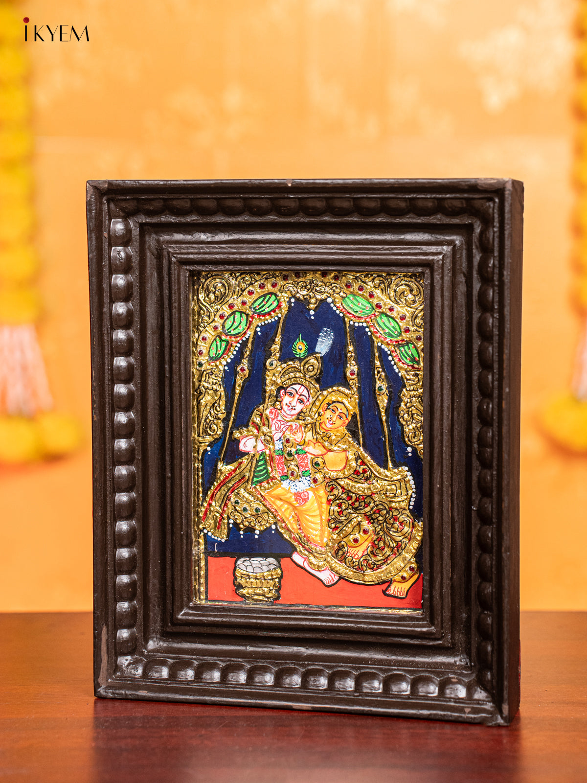 Vibrant Radha Krishna Tanjore Painting  3