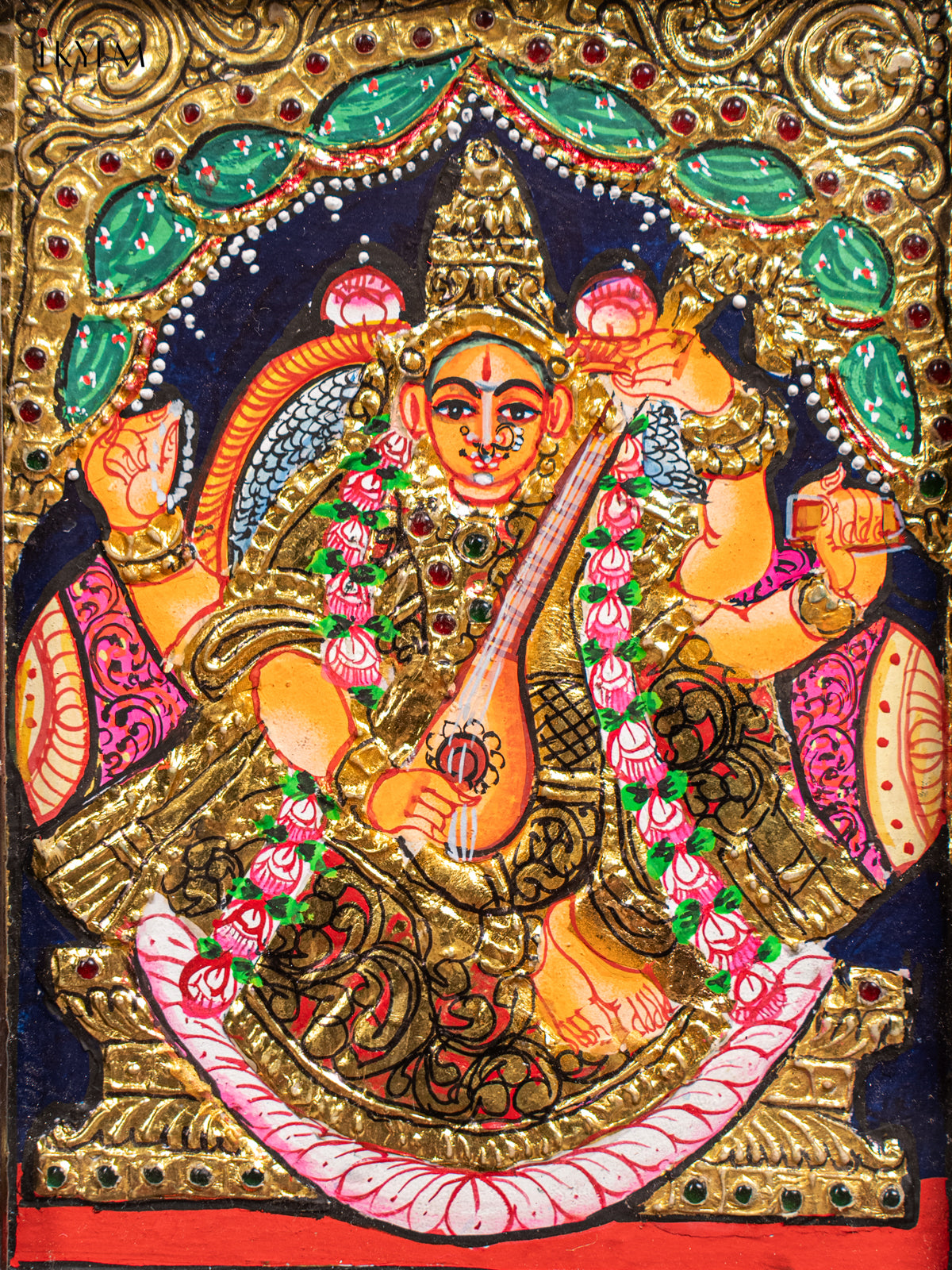 Vibrant Saraswathi Tanjore Painting 2