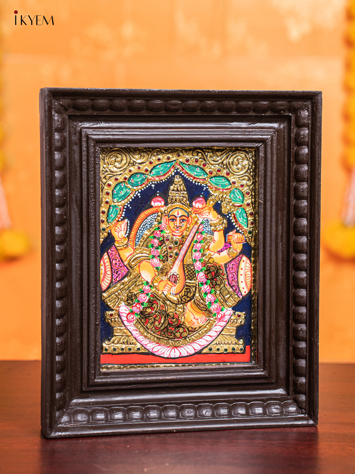 Vibrant Saraswathi Tanjore Painting 1