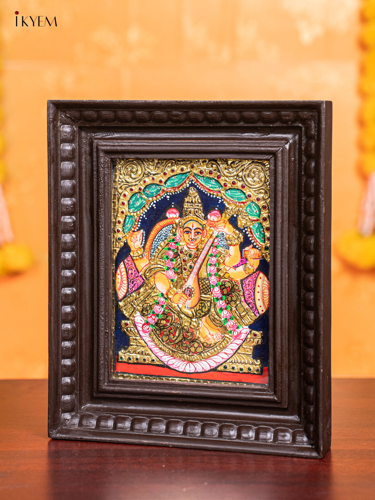 Vibrant Saraswathi Tanjore Painting 3