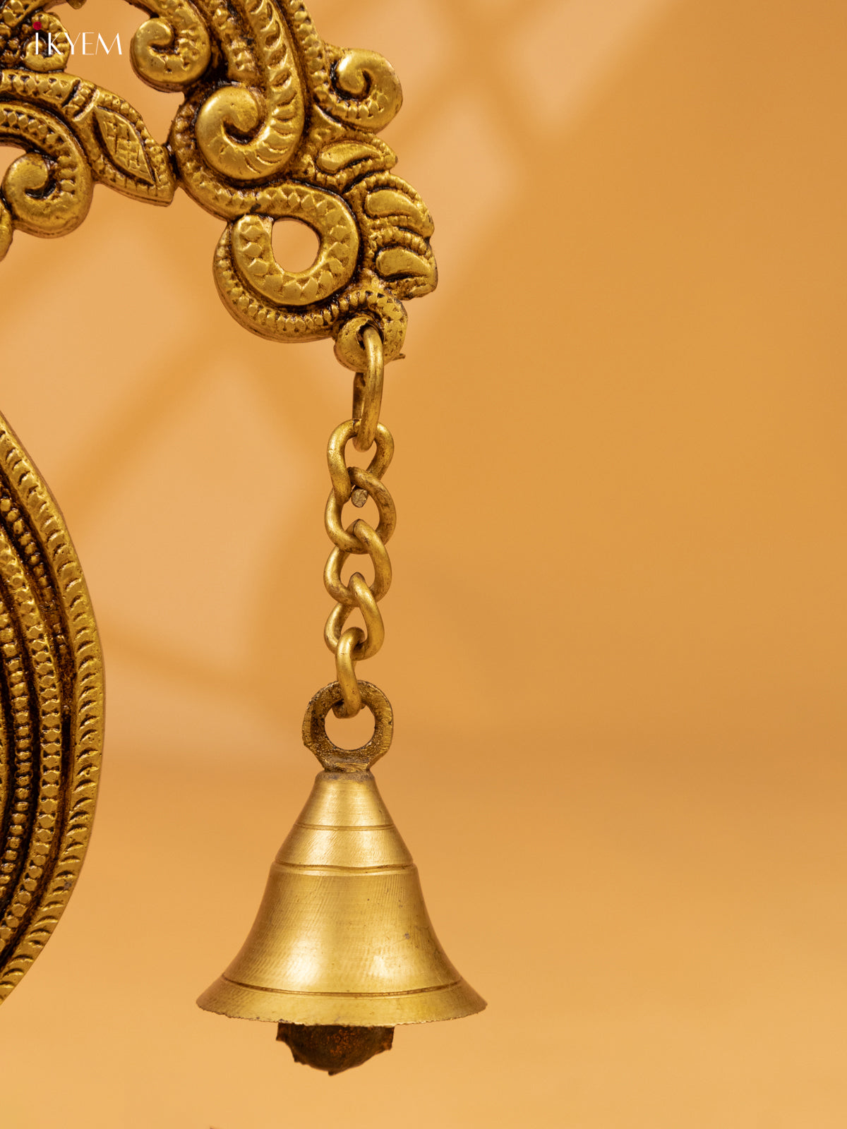 Brass Peacock Diya with Chowki & Bells -12.2 Inch- KK26162