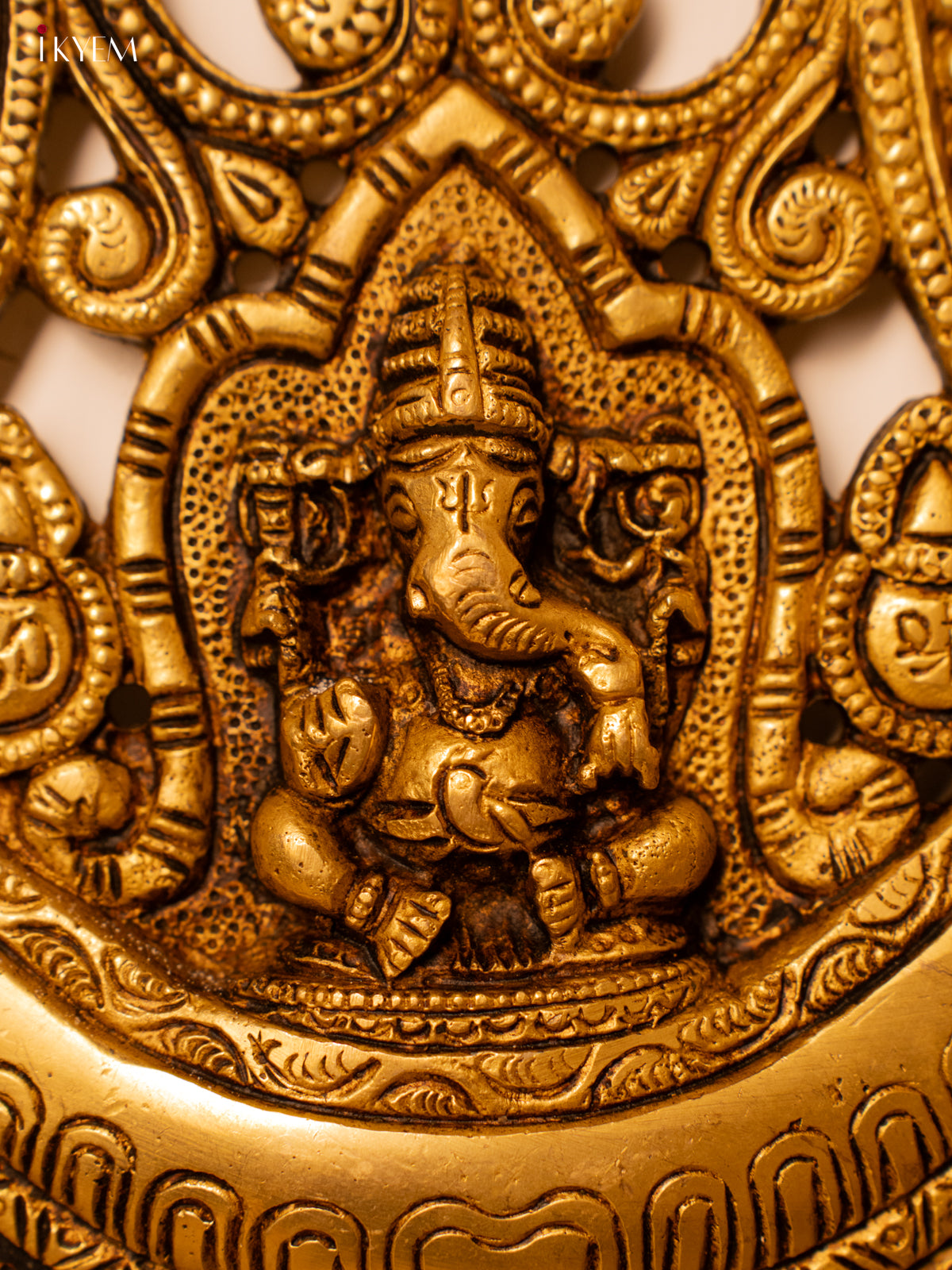 Brass Ganesha Wall Hanging with Bells - 13 Inch- KK26165
