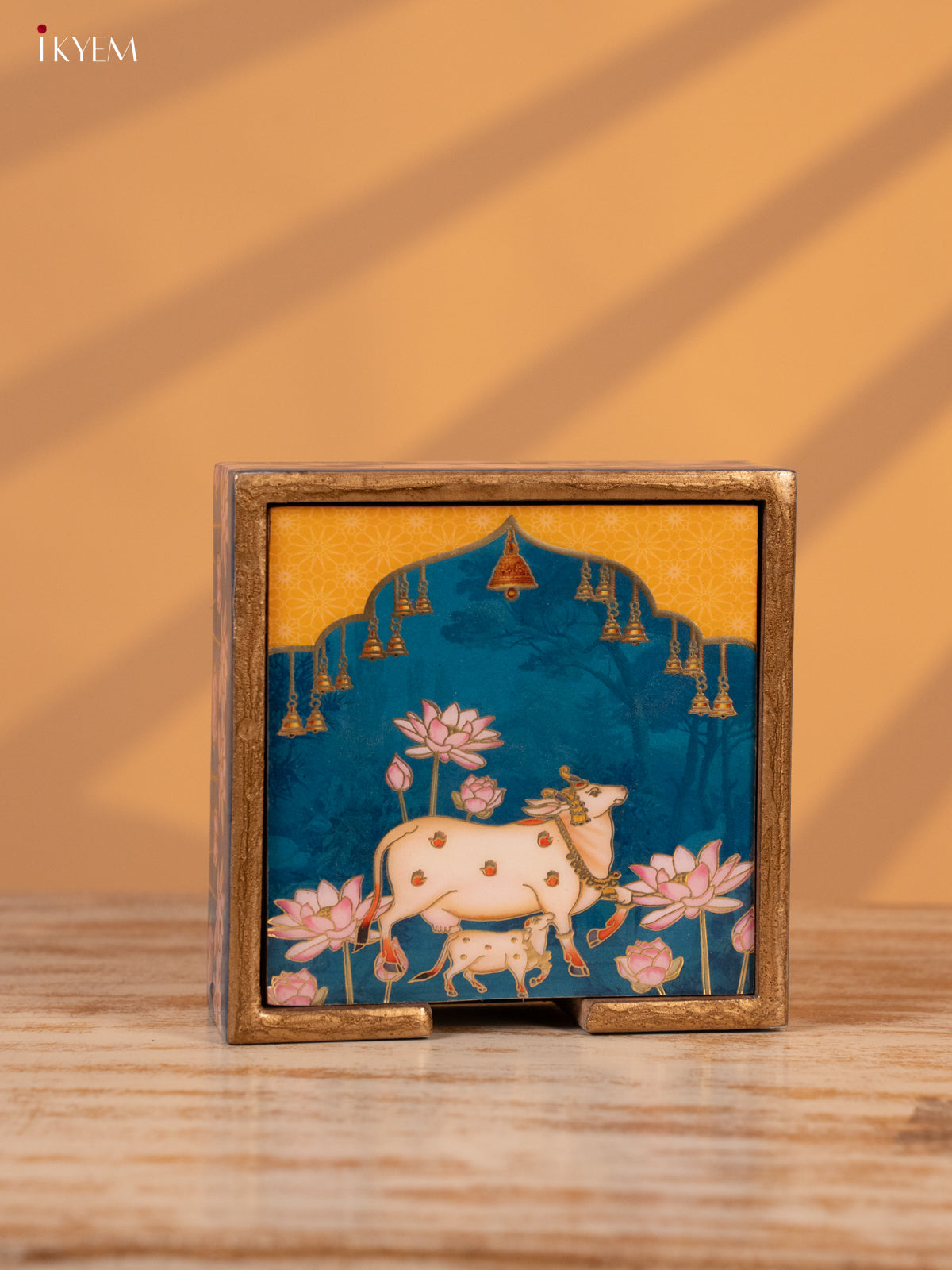 Digital Printed Coaster (Set of 6) - Pichwai Yellow - KL03138