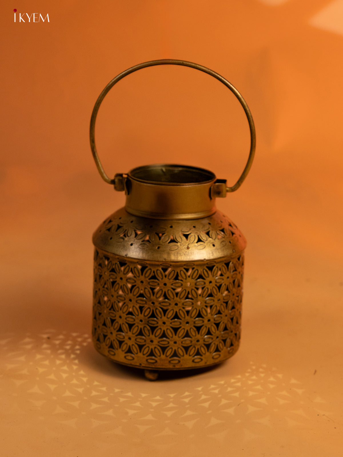 Iron Hanging T-light in Jhaali Pattern - Cylindrical - 6 inch- KL04112