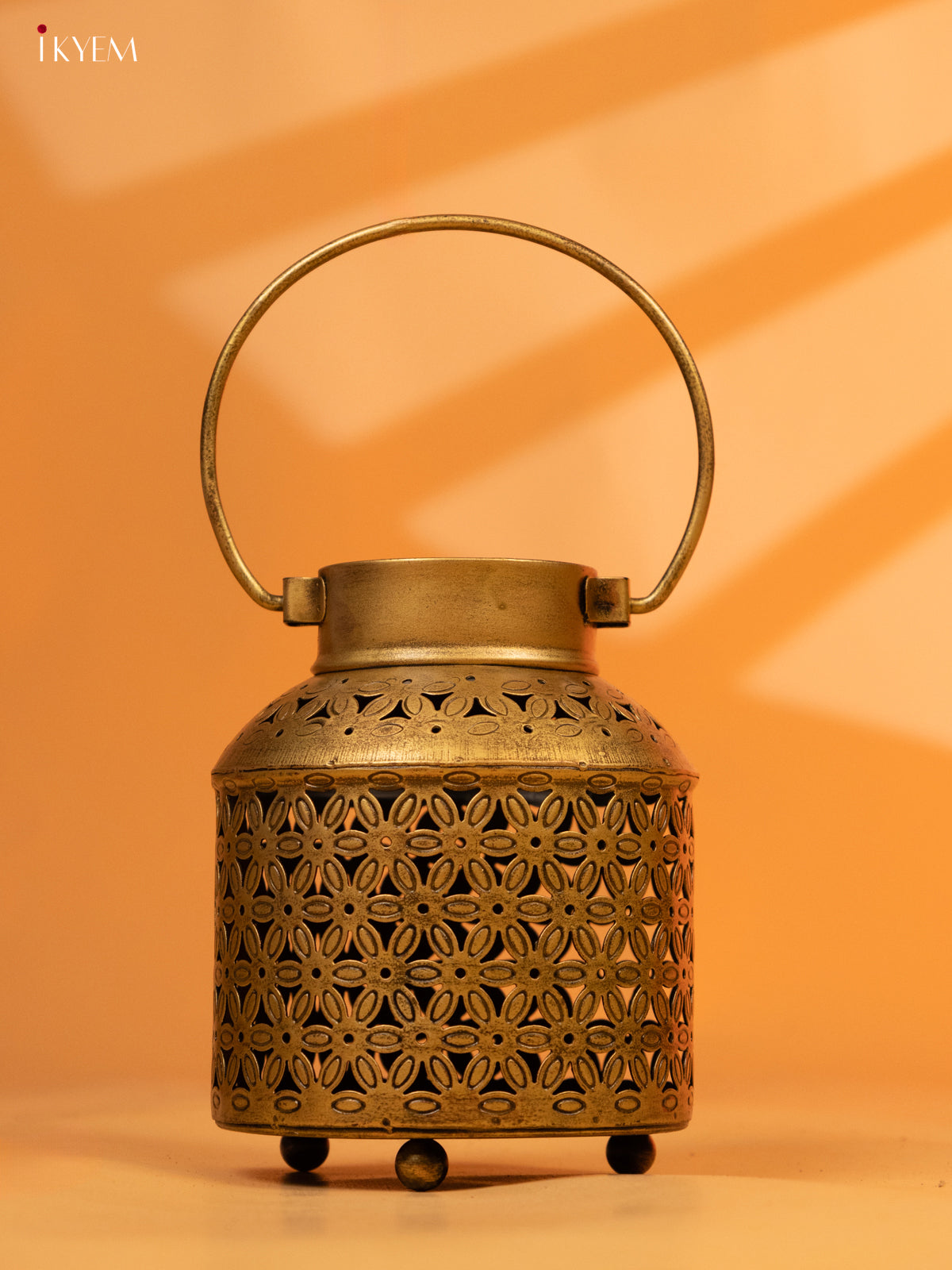 Iron Hanging T-light in Jhaali Pattern - Cylindrical - 6 inch- KL04112