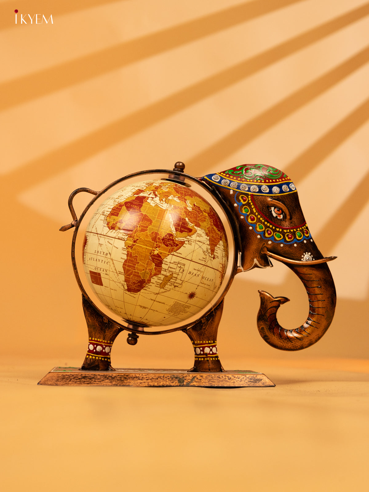 Metal Decorative Elephant Globe - Small 8 Inch - KL04124