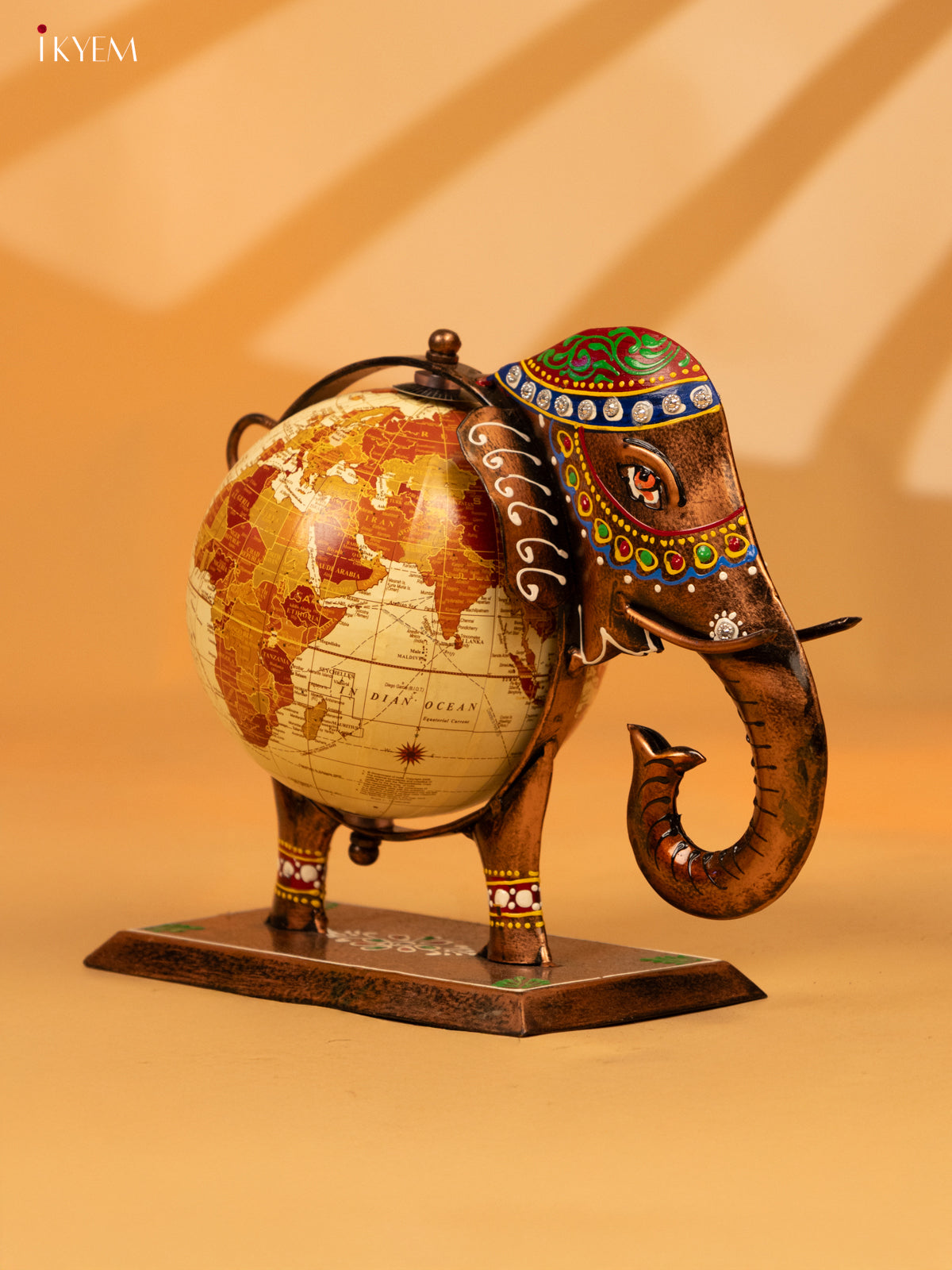 Metal Decorative Elephant Globe - Small 8 Inch - KL04124