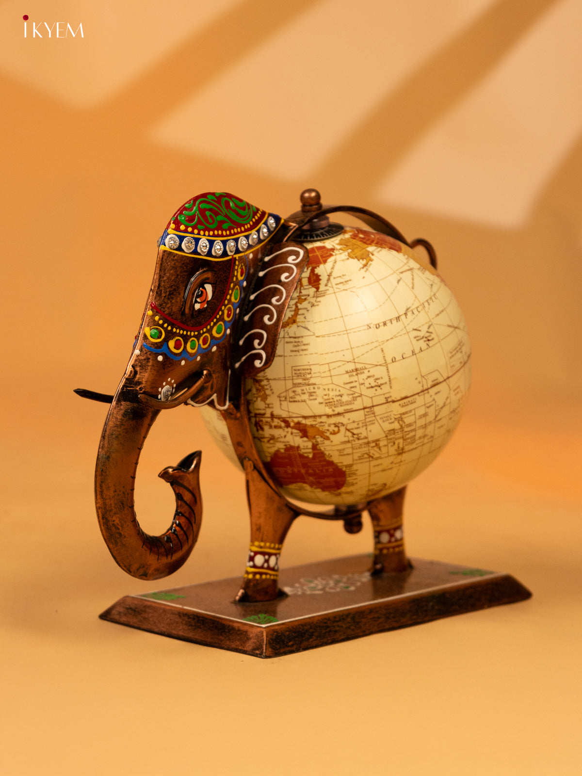 Metal Decorative Elephant Globe - Small 8 Inch - KL04124