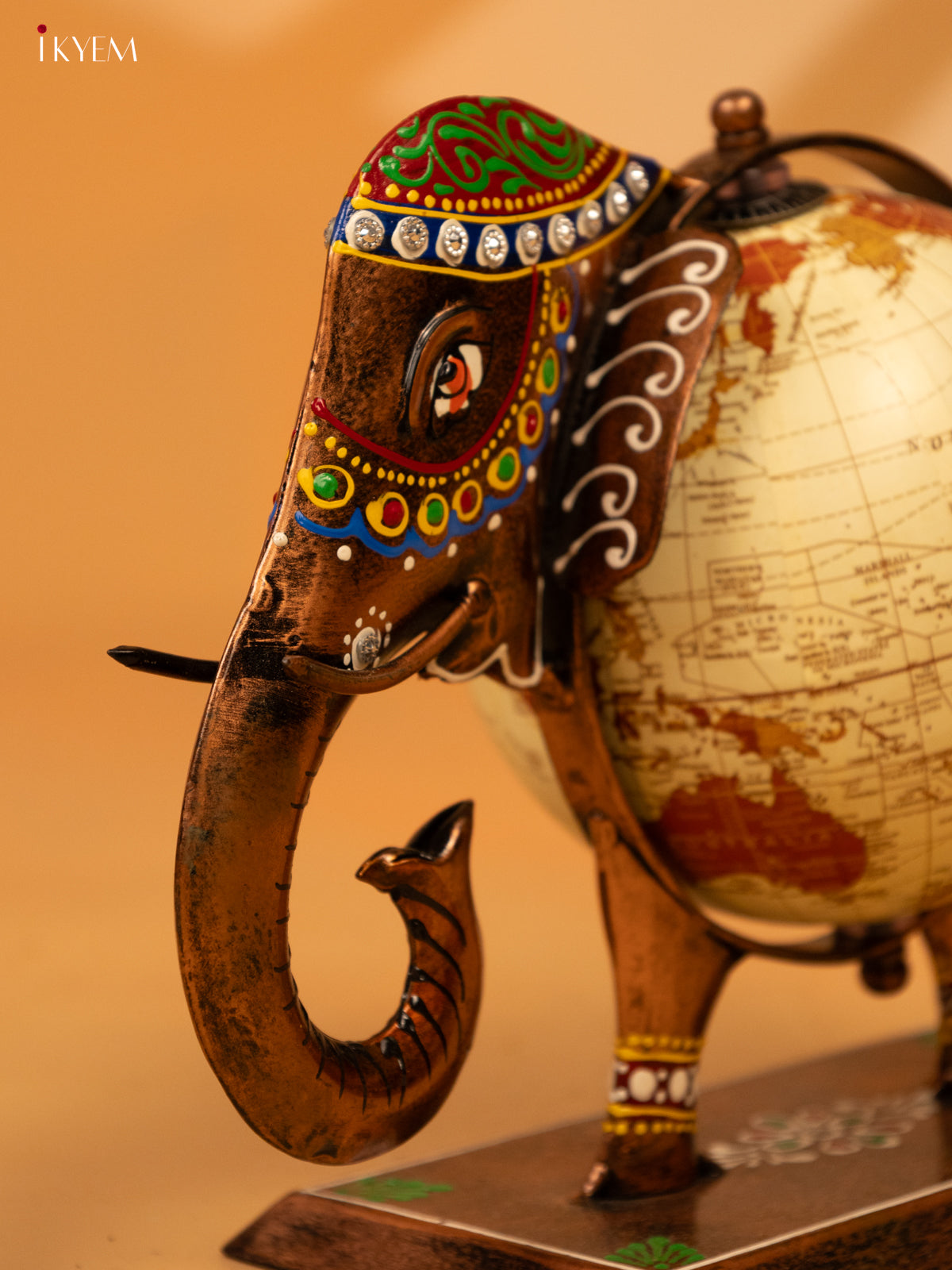 Metal Decorative Elephant Globe - Small 8 Inch - KL04124