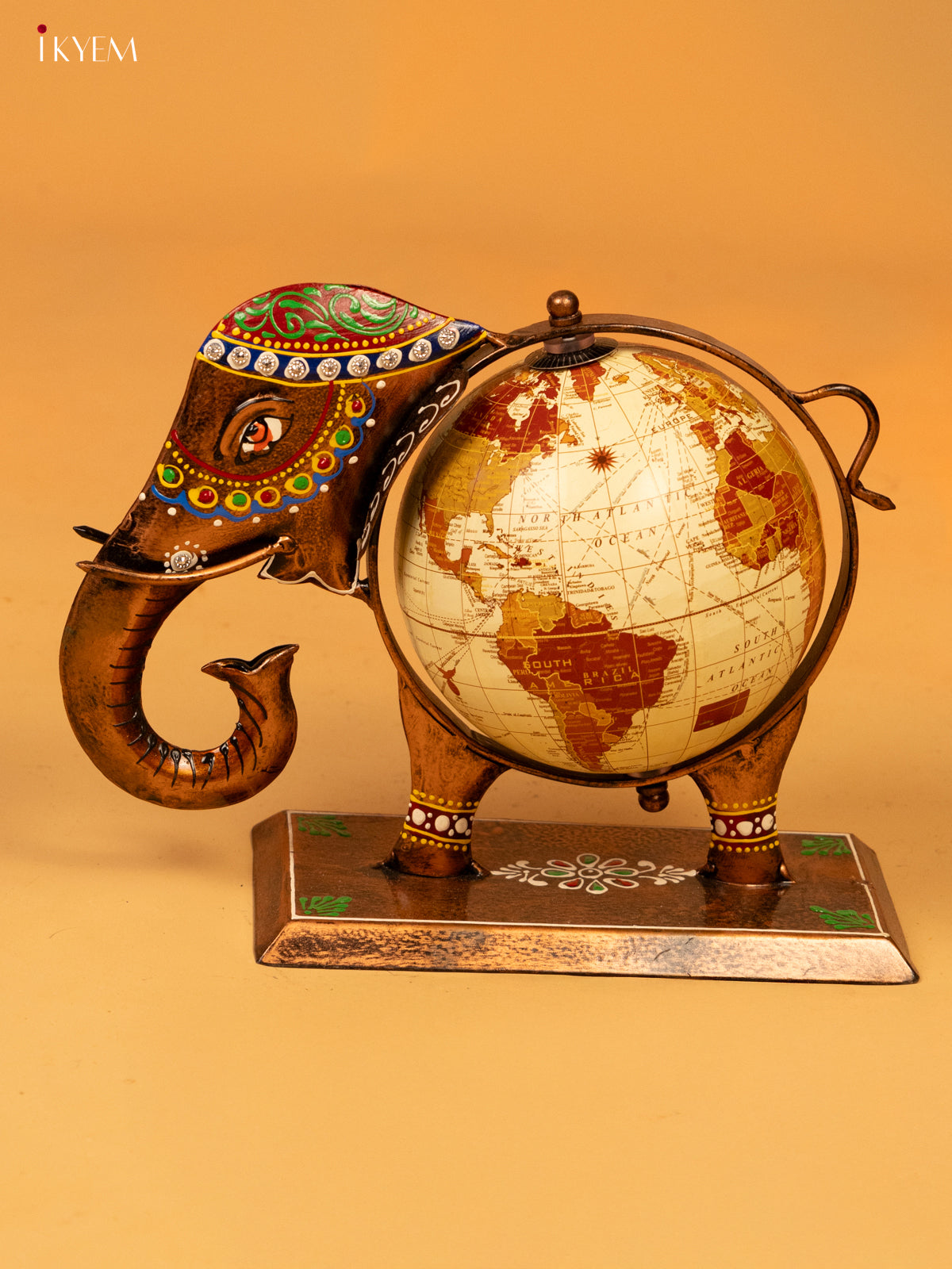 Metal Decorative Elephant Globe - Small 8 Inch - KL04124