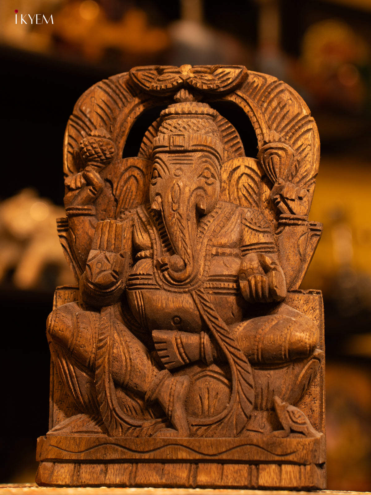 Wooden Hand Carved Ganesh Panel - KL05112