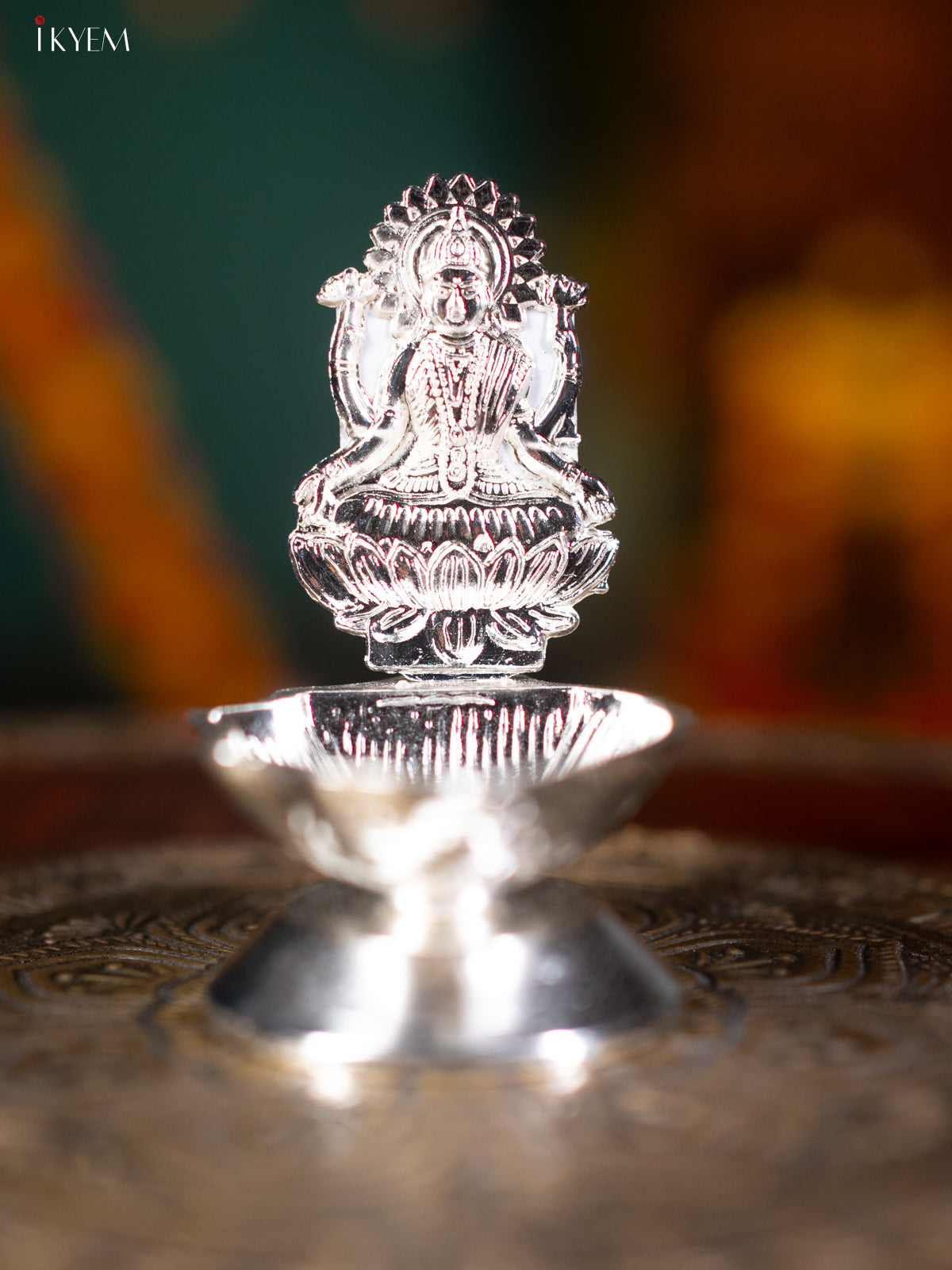 Silver Plated Shank Diya - Lakshmi 3 Inch- KL13112