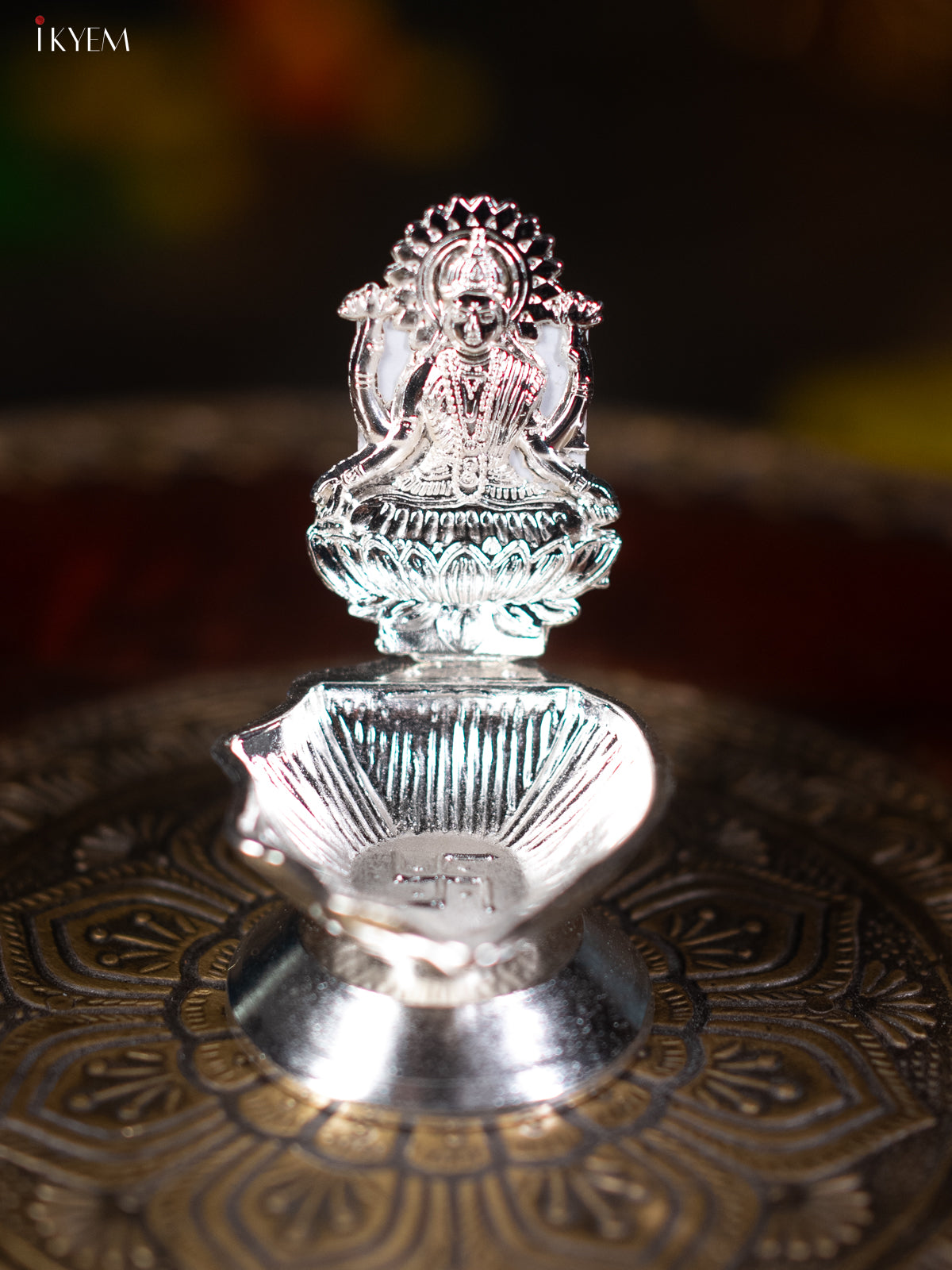 Silver Plated Shank Diya - Lakshmi 3 Inch- KL13112