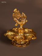 Decorative Gold Finish Annapakshi 5-face Diya 
