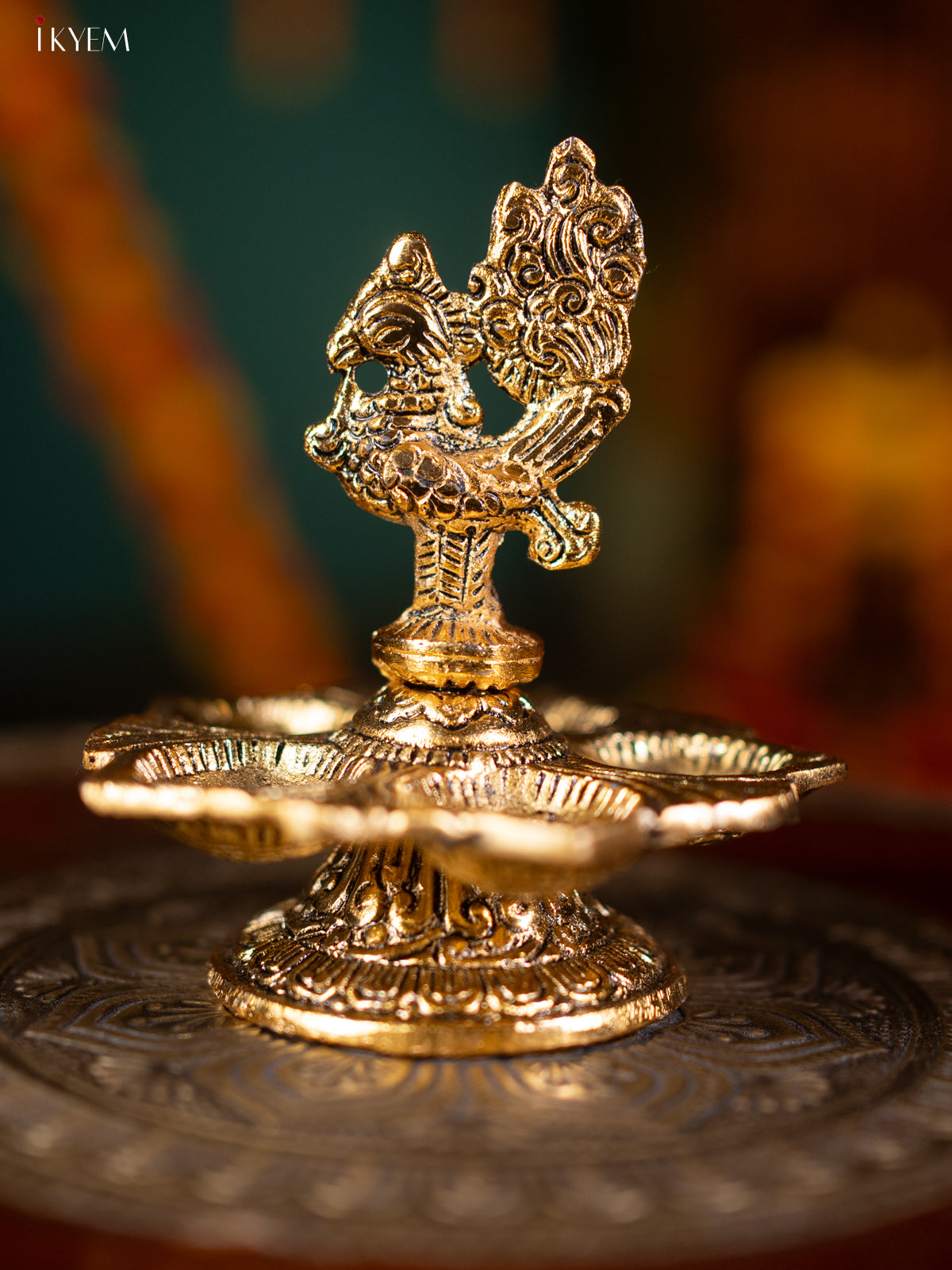 Gold Annapakshi 5-face Diya 4 Inch- KL13114