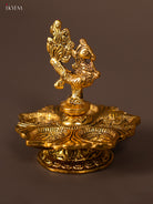 Decorative Gold Finish Annapakshi 5-face Diya -2