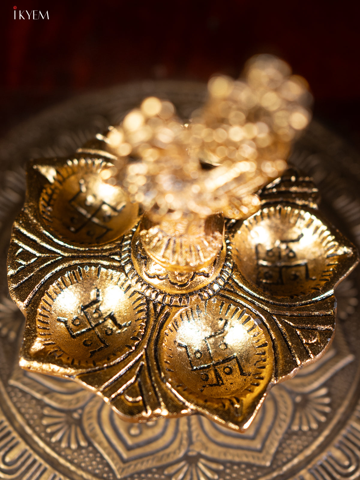 Gold Annapakshi 5-face Diya 4 Inch- KL13114