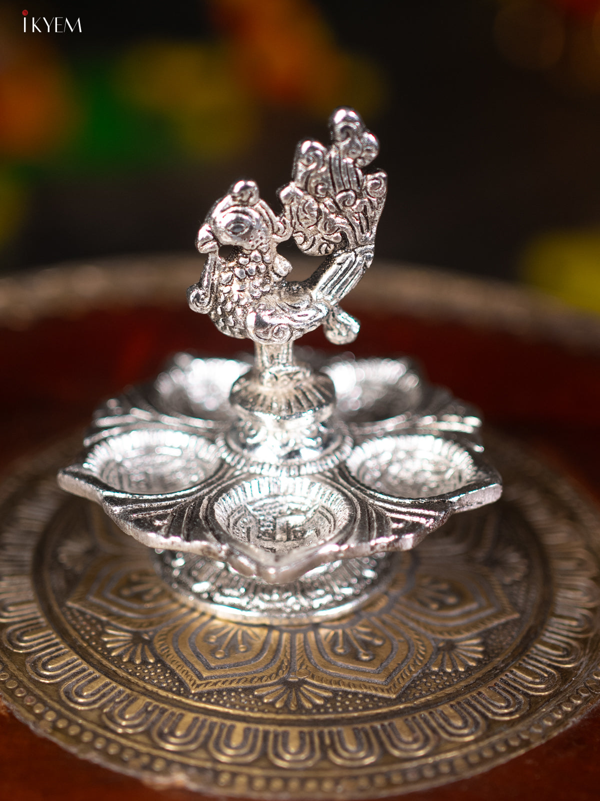Silver Annapakshi 5-face Diya 4 Inch - KL13115