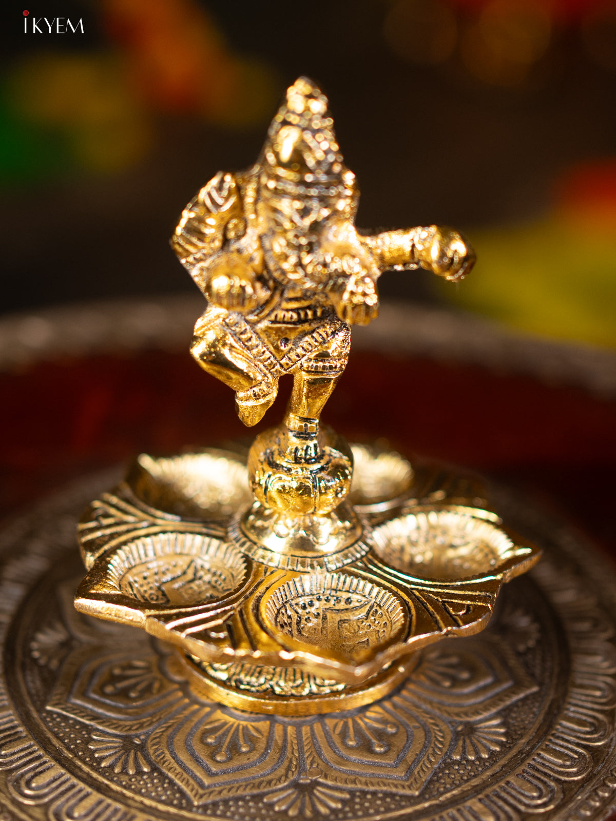 Gold Ganesha 5-face Diya - 4 Inch KL13116
