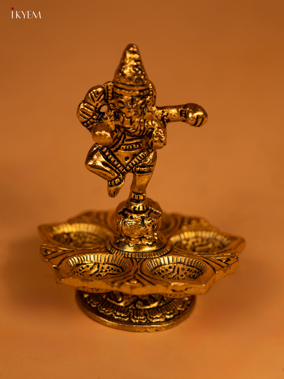 Gold Ganesha 5-face Diya - 4 Inch KL13116