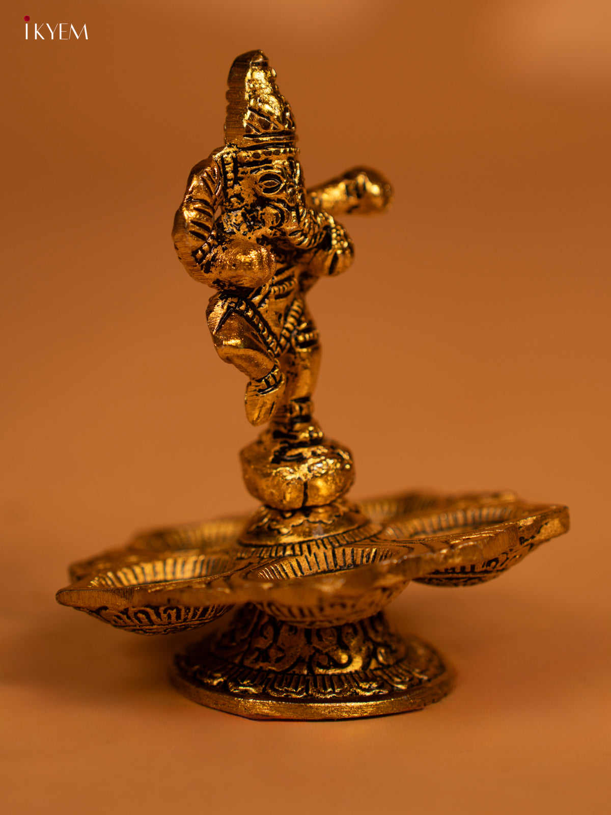 Gold Ganesha 5-face Diya - 4 Inch KL13116