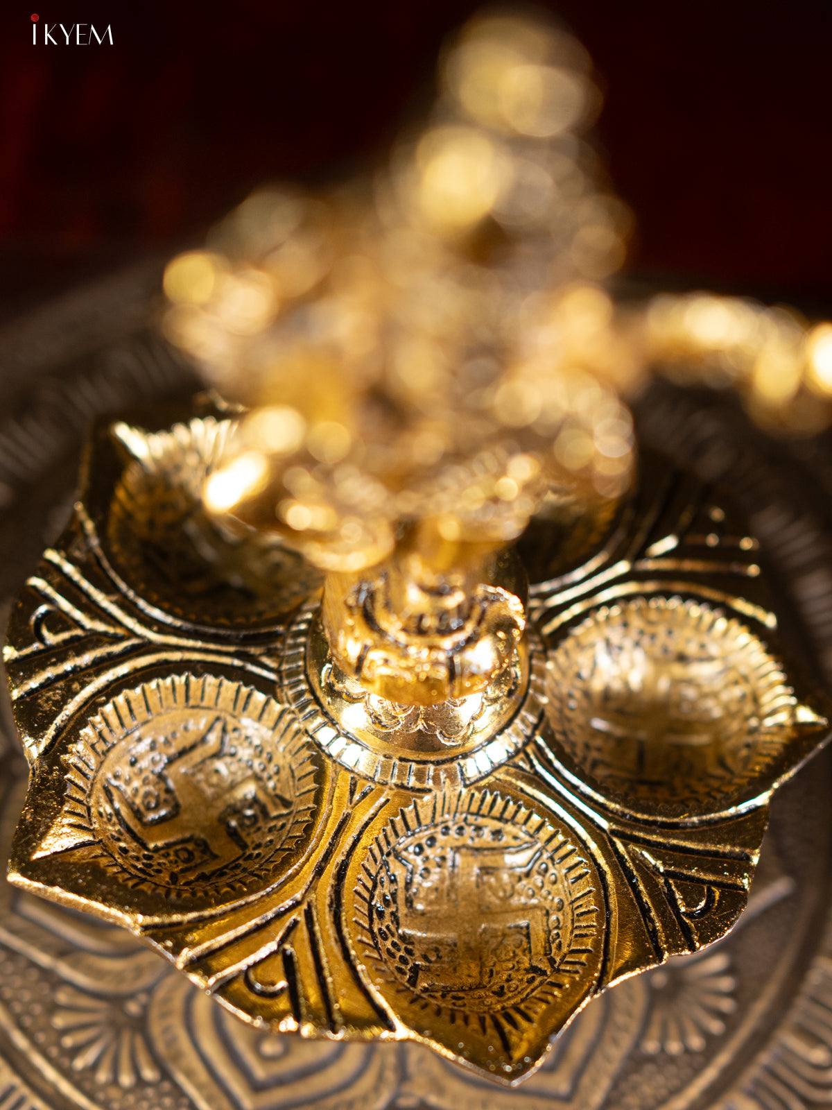 Gold Ganesha 5-face Diya - 4 Inch KL13116