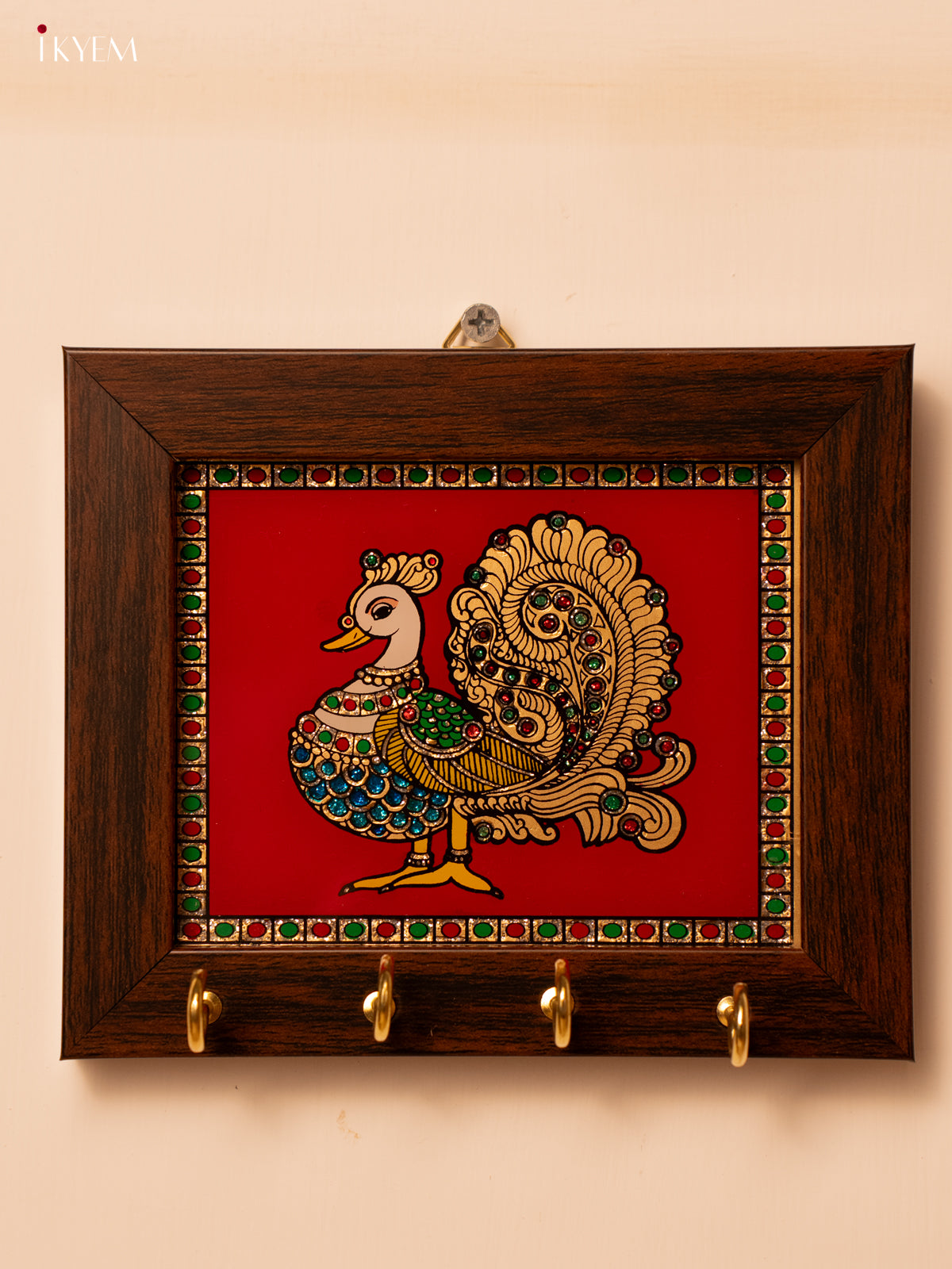 Reverse Glass Painted Keyhanger (5x6) - Annapakshi -KL25123
