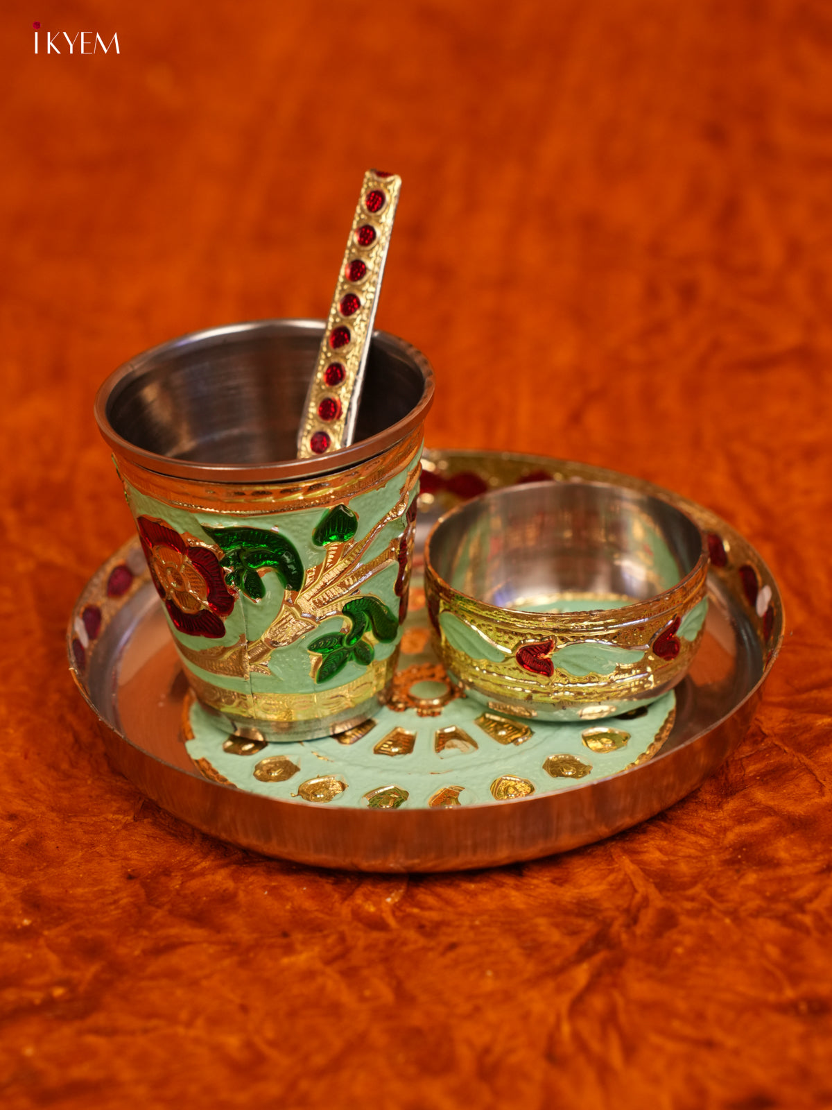 Meenakari Baby Thali Set (4×4) - Green - KL31123