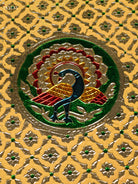Luminous Yellow Meenakari Latice Printed Round Plate 1