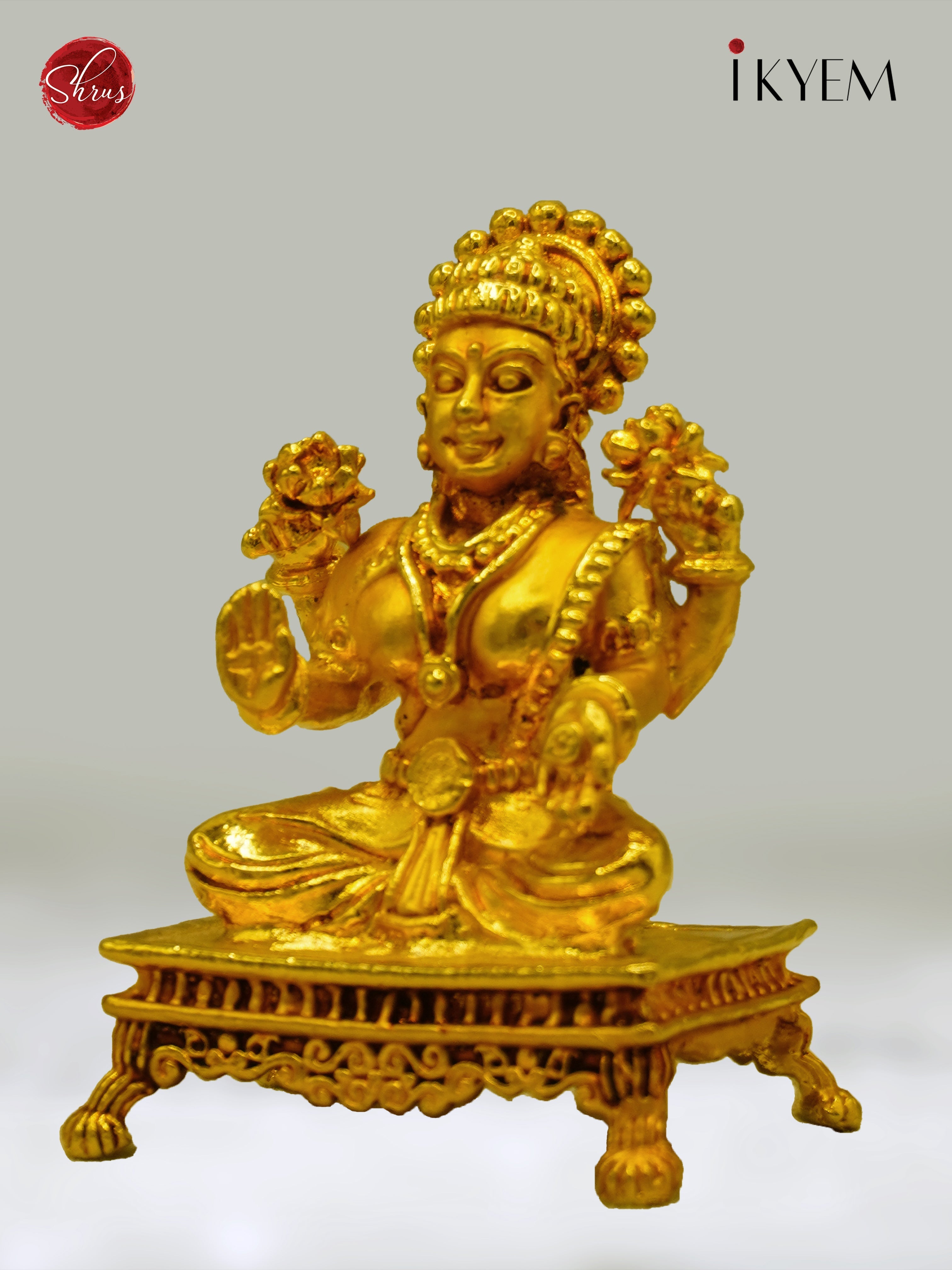 24 KT Gold Coated On Copper - Finely Crafted feature rich aadi Lakshmi - Shop on ShrusEternity.com
