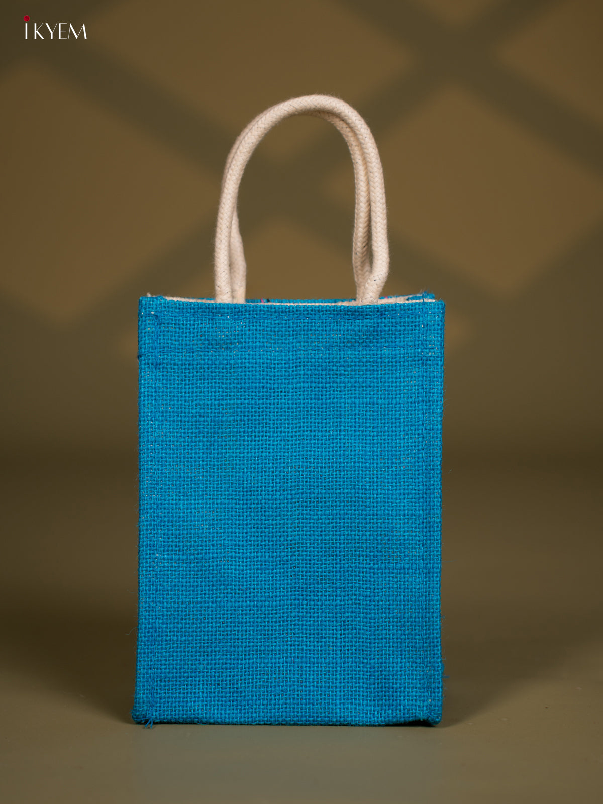 Maa Durga Printed blue Jute Bags - 8 Inch 