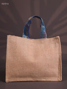 Magenta Half & Half Raw Silk Jute Bag with Velcro on Top 2